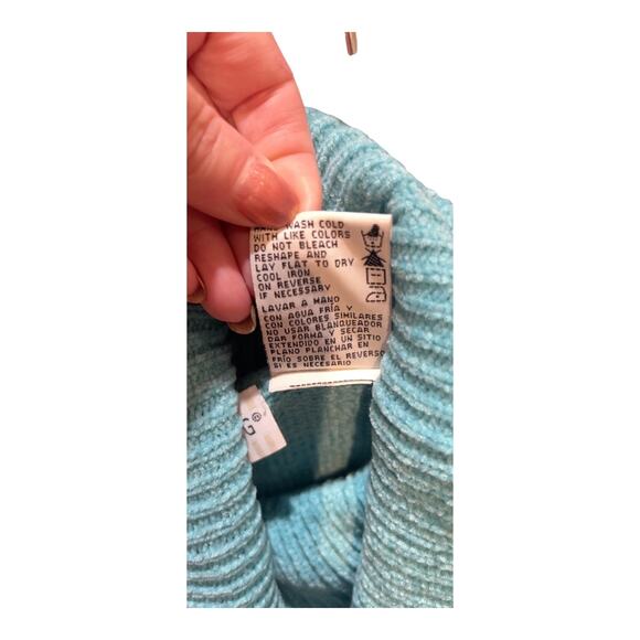 White Stag Sweater Women’s XL Blue Cowl Neck Acrylic Knit Pullover Long Sleeve - Picture 7 of 7